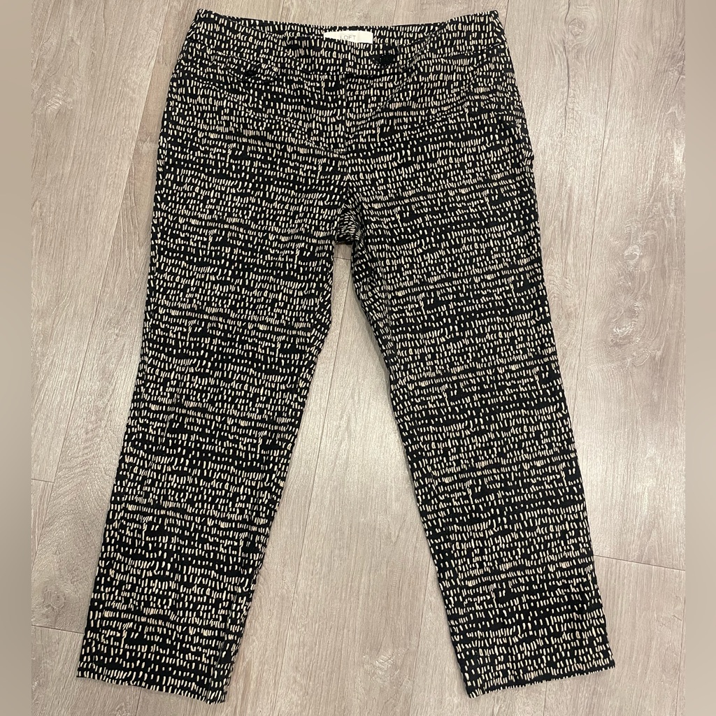 Loft Black And Cream Textured Pants
